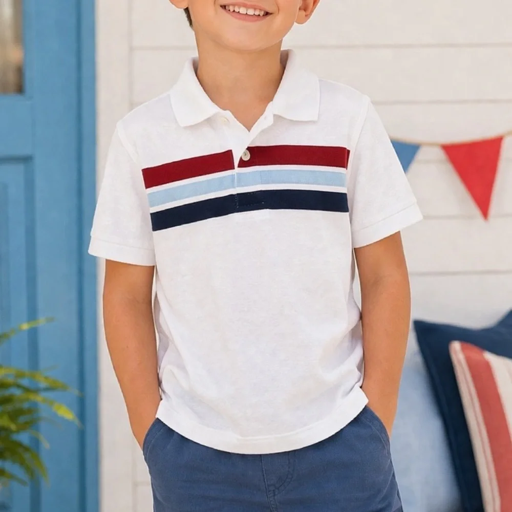 Gymboree White Polo with stripes Size 8